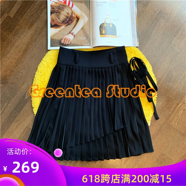 Versatile Sense of design black Paige Irregular Hem Pleated skirt Comes with a thin waist belt Femininity in the workplacein the Women's clothing/Boutique , Skirts category - from Buy2taobao.com to provide professional Taobao agent buy service