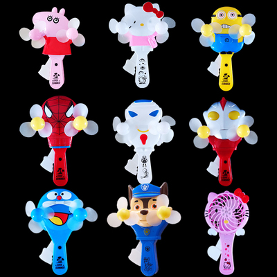 儿童学生随身手压手拿手动手捏迷你卡通双头小猪佩奇风扇地摊玩具