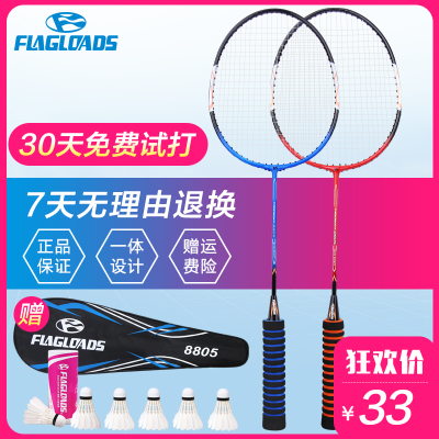 羽毛球拍双拍正品成人男女进攻耐用型儿童初学生单拍套装耐打训练