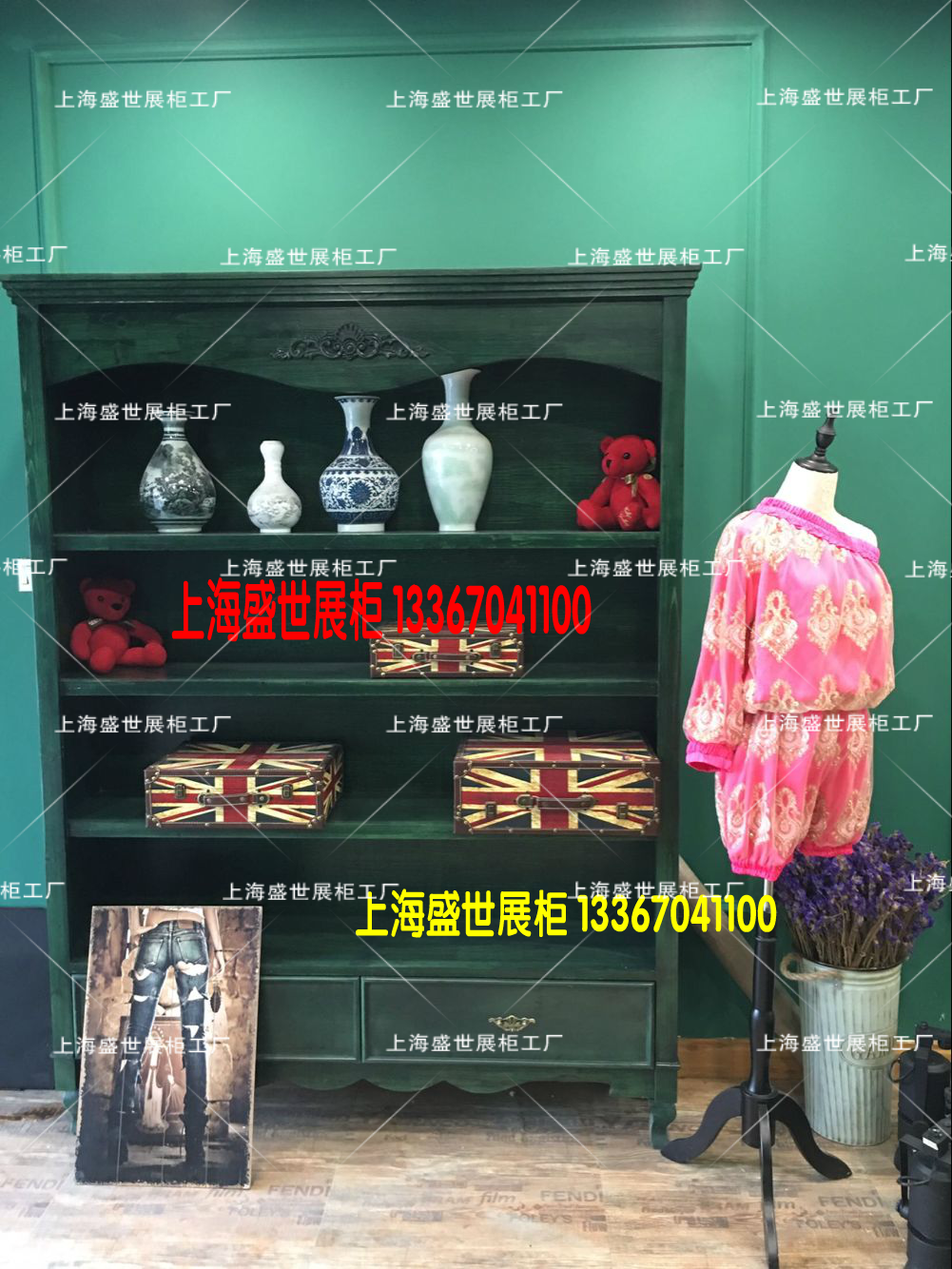 复古做旧实木化妆品展示柜地中海欧式饰品仿古展柜鞋子包服装店|ruв категории коммерческий/офисная мебель, полки/витрина, бутик - витрина/витрина - от Buy2taobao.com для оказания профессиональной услуги покупки агента Taobao