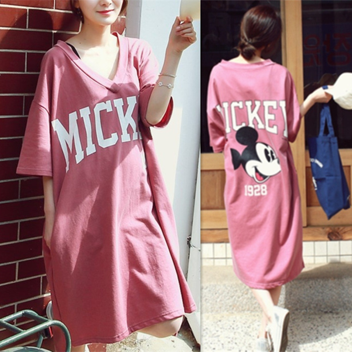 Large pregnant woman Summer wear shirt Korean Edition Easy Mid length version Add fertilizer 200 Fashionable Chao Ma Short sleeved Dressin the Maternity/Maternal supplies/Nutrition , Maternity , Dress category - from Buy2taobao.com to provide professional Taobao agent buy service