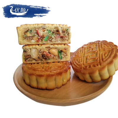 老式东北五仁月饼10块X100g  零食特产豆沙枣泥青红丝 买2份送1块