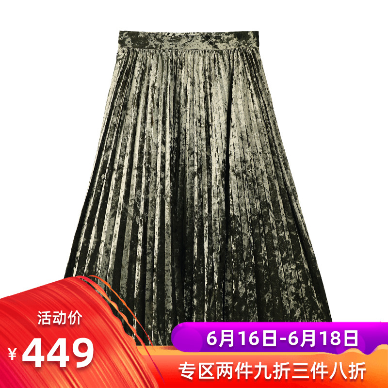 ANNAKIKI 新款复古丝绒百褶半身裙中长款纯色百搭女裙317104111|msdalam kategori Butik wanita / wanita, skirt - dari Buy2taobao.com untuk memberikan perkhidmatan ejen Taobao profesional membeli