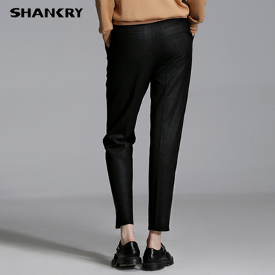 秋冬新款通勤宽松休闲裤羊毛呢阔腿裤长裤西装