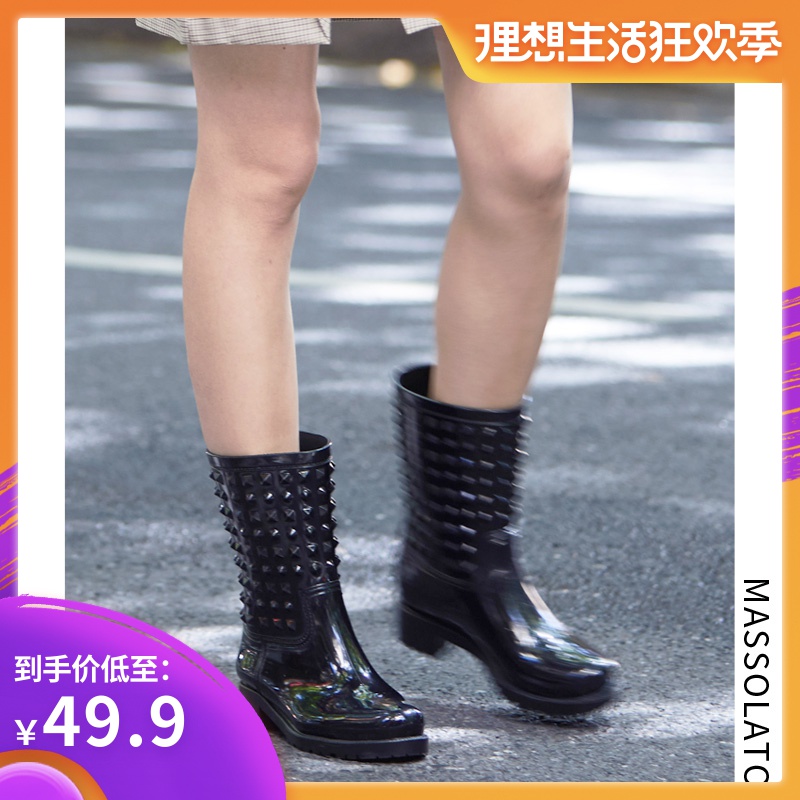 雨靴女时尚中筒防水鞋女士胶鞋夏韩国可爱外穿套鞋防滑成人雨鞋女|msdalam kategori Kasut wanita, but hujan - dari Buy2taobao.com untuk memberikan perkhidmatan ejen Taobao profesional membeli