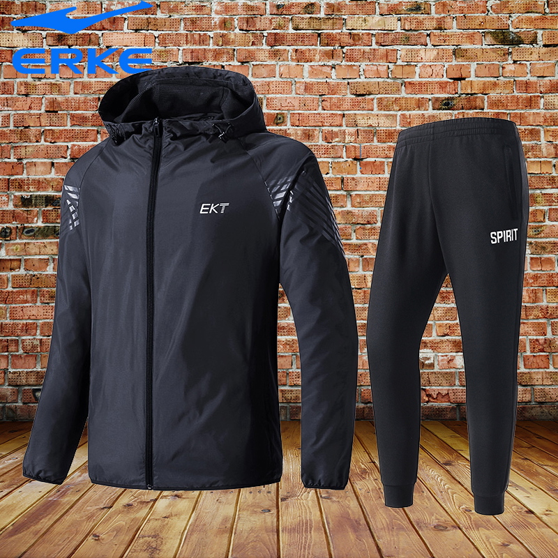 Erke men's wear Sports suit Spring motion trousers 2019 new pattern Hooded coat leisure time Athletic Wearin the Sportswear/Casual Clothing , Sport Package category - from Buy2taobao.com to provide professional Taobao agent buy service