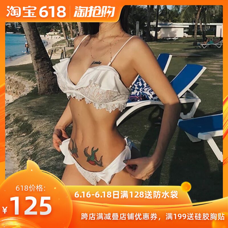 包邮澳洲重工高品质拉丝白色蕾丝花朵低腰三角分体泳衣性感比基尼|ruв категории движение/йога/фитнес/фанаты товаров, плавание, бикини - от Buy2taobao.com для оказания профессиональной услуги покупки агента Taobao