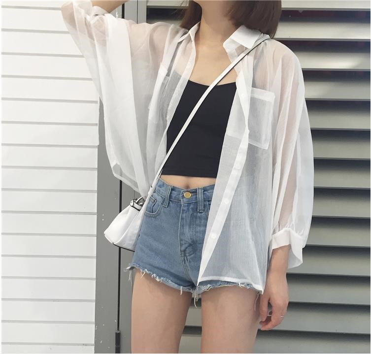 透视装女夏外穿上衣配吊带裙子的小外披社会精神短发衣服搭配外搭|ruв категории Женская одежда, кружева свитер/шифон рубашка - от Buy2taobao.com для оказания профессиональной услуги покупки агента Taobao