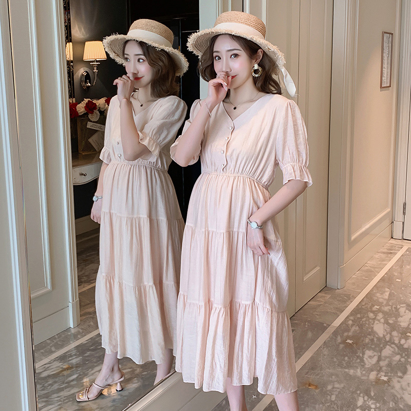 Yaoyao customized Large Pregnant installed Summer wear V-neck lactation Dress fresh Paige Show thin longuettein the Maternity/Maternal supplies/Nutrition , Maternity , Dress category - from Buy2taobao.com to provide professional Taobao agent buy service