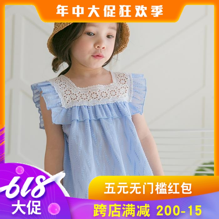 goods in stock the republic of korea Imported Kids quality goods COCORIBBON2018 girl Lotus square neck leisure time Short sleeved T-shirtin the Children/Baby/Family fitted , Shirt category - from Buy2taobao.com to provide professional Taobao agent buy service