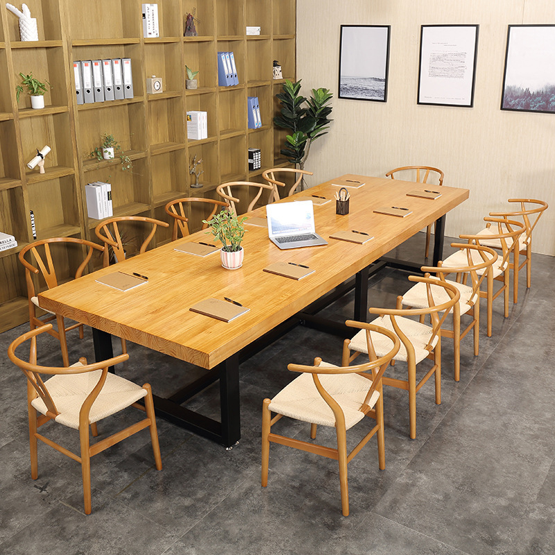 Simplicity solid wood to work in an office Conference table modern Iron art Restaurant Strip dining table and chair combination studio deskin the Business/Office Furniture , Office Furniture , Desk , Office Computer Desk category - from Buy2taobao.com to provide professional Taobao agent buy service