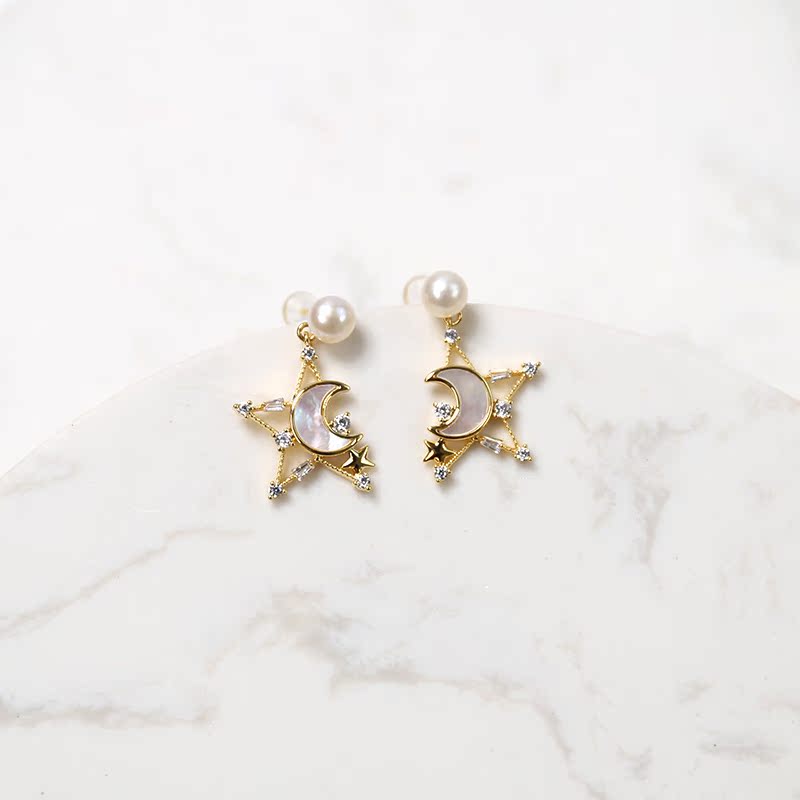 5-6mm freshwater Pearl Steamed buns Strong light Lightly cartoon girl Moon Earrings Bin the Jewelry/Diamond/Jade/Gold , Natural pearls (New) , Earring category - from Buy2taobao.com to provide professional Taobao agent buy service