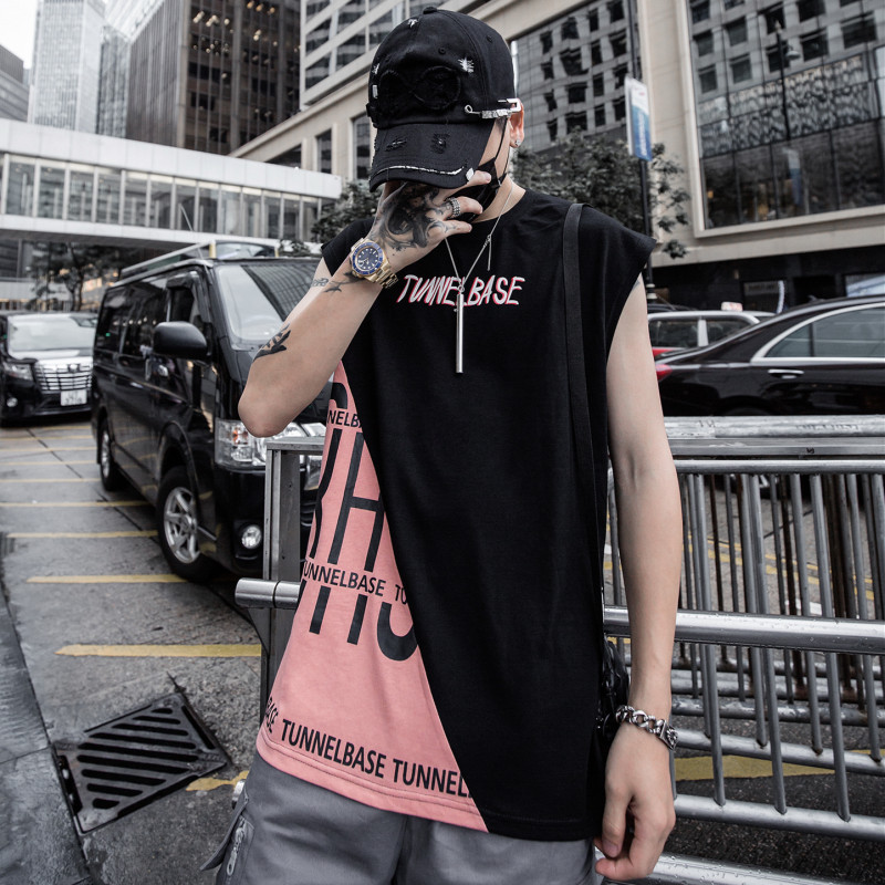 夏季宽松男生无袖短袖t恤潮牌坎肩潮流bf风外穿ins嘻哈砍袖背心男在类目 男装, 背心/马甲中 - 来自Buy2taobao.com提供专业的淘宝代购服务