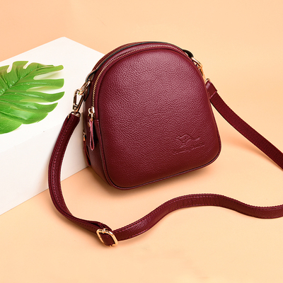 真皮小包包女2019新款时尚迷你手机包多层百搭软皮女包单肩斜挎包