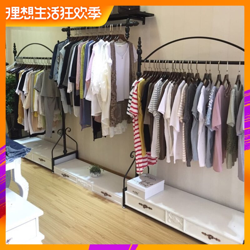铁艺服装架服装店展示架上墙女装货架衣架侧挂落地式白色挂衣架在类目 商业/办公家具, 服装店家具, 服装展示架中 - 来自Buy2taobao.com提供专业的淘宝代购服务
