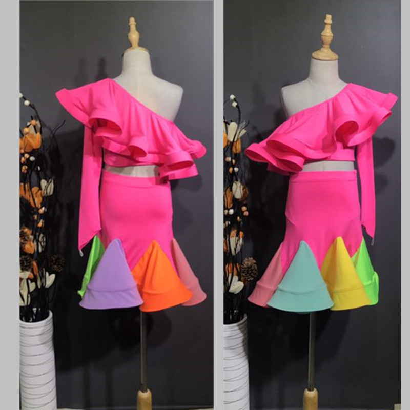 Flying new pattern Long sleeve girl Latin costume a juvenile Game service Hem colour The skirt Uniformsin the Sports/Yoga/Fitness/Fans supplies , Dance/Aerobics/Gymnastics , Latin , Latin Dance Set category - from Buy2taobao.com to provide professional Taobao agent buy service