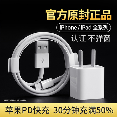 iphone充电器头11pro数据线XS套装6x适用PD原装18w快充6s手机7Plus闪充max快速XR一套8P正品ipad平板插头单头