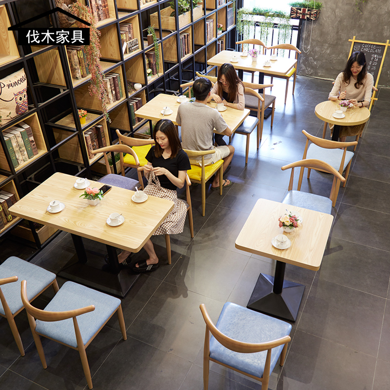 日系小清新桌椅甜品奶茶店快餐店桌椅原木色牛角椅饭店饮品店餐桌|ruв категории коммерческий/офисная мебель, ресторан/выпечка мебель, обеденный стол и стул - от Buy2taobao.com для оказания профессиональной услуги покупки агента Taobao