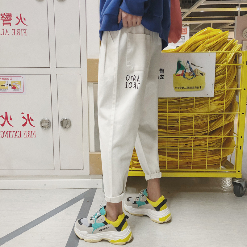 港风文艺裤子男韩版潮流宽松男生百搭九分裤bf风9分休闲裤ins长裤在类目 男装, 休闲裤中 - 来自Buy2taobao.com提供专业的淘宝代购服务