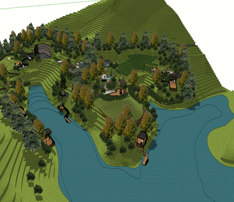 精品山地度假休闲公园景观设计su草图大师园林景观sketchup模型