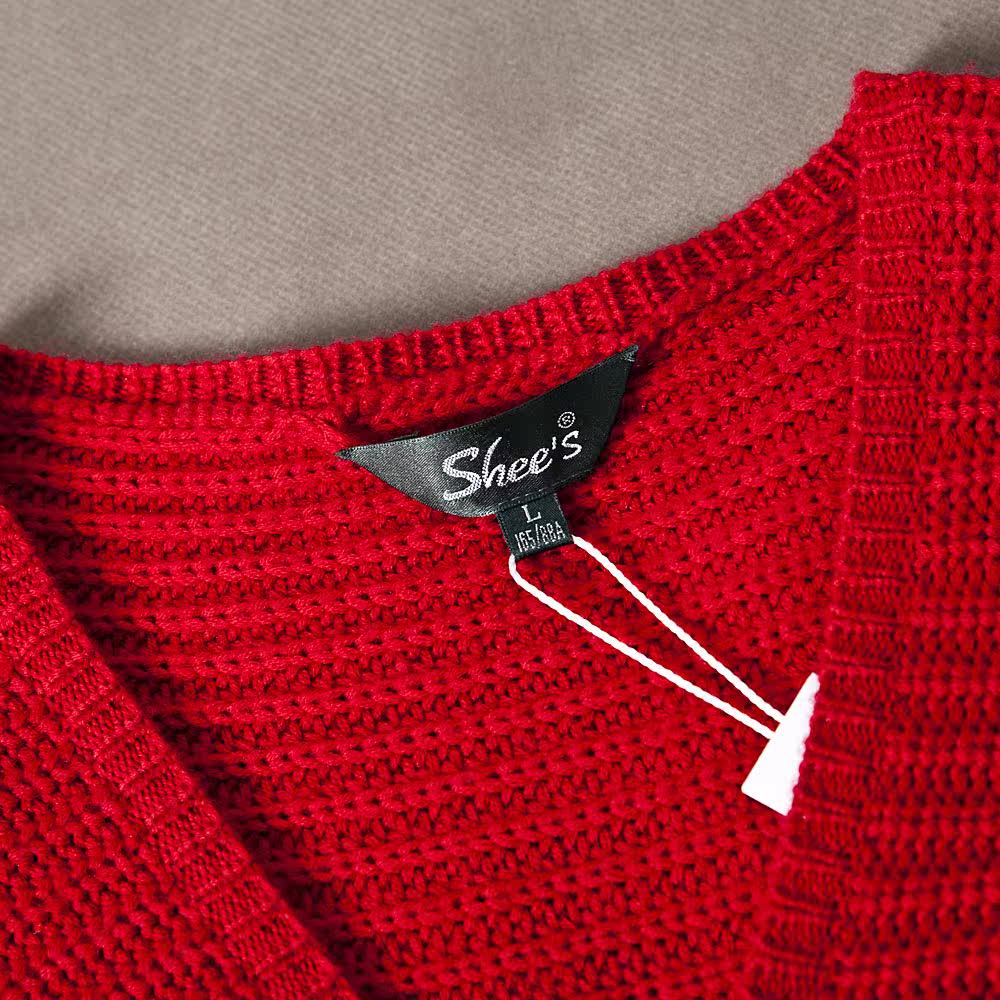 [网络款]白领新款V领羊毛针织<em>大红色毛衣</em>线衣