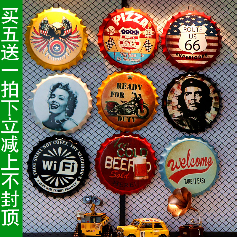美式複古啤酒瓶蓋創意牆立體酒吧軟裝飾咖啡廳挂飾挂件壁飾鐵皮畫在類目 家居飾品, 壁飾中 - 來自Buy2taobao.com提供專業的淘寶代購服務