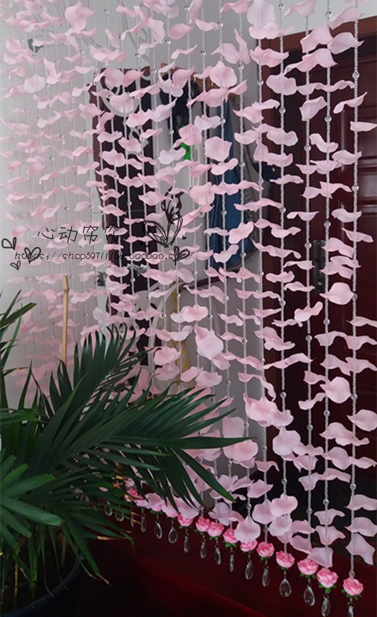 Perforation-free marriage room Korean Countryside Juanbu Petal Bead curtain partition Entrance Showcase decorate door curtainin the Home Fabric , Curtains and curtain accessories , Curtain/Curtain category - from Buy2taobao.com to provide professional Taobao agent buy service