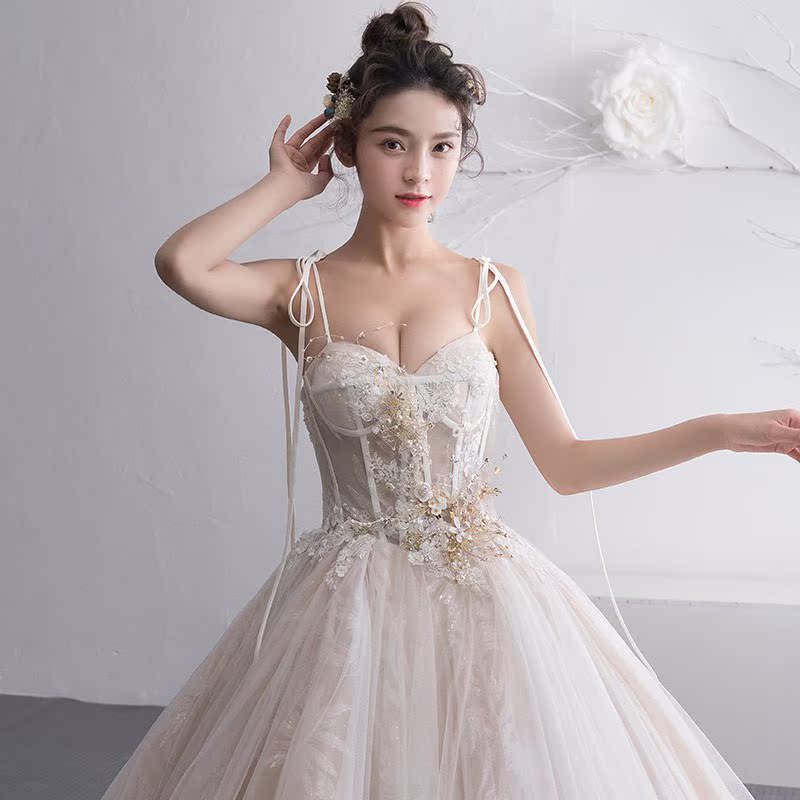 法式轻婚纱2019新款拖尾公主梦幻齐地吊带新娘结婚孕妇女复古在类目 女装/女士精品, 婚纱/旗袍/礼服, 婚纱中 - 来自Buy2taobao.com提供专业的淘宝代购服务