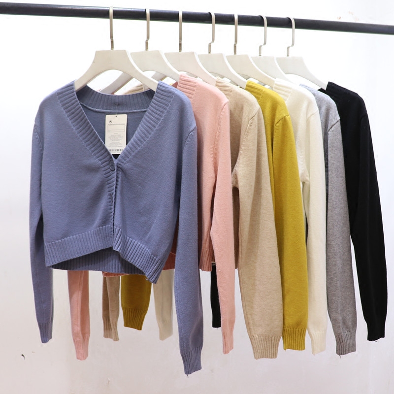 Small outer space spring and autumn 2019 new pattern Ultrashort money V-neck Slim sweater Cardigan Paige Sweater jacketin the Women's clothing/Boutique , Wool sweater category - from Buy2taobao.com to provide professional Taobao agent buy service