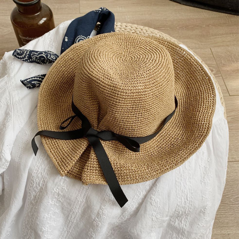Lace bow summer bi Straw hat Bucket hats Leisure Foldable Sun hat Fisherman hatin the Accessories/Leather belt/Hat/Muffler , Hat category - from Buy2taobao.com to provide professional Taobao agent buy service