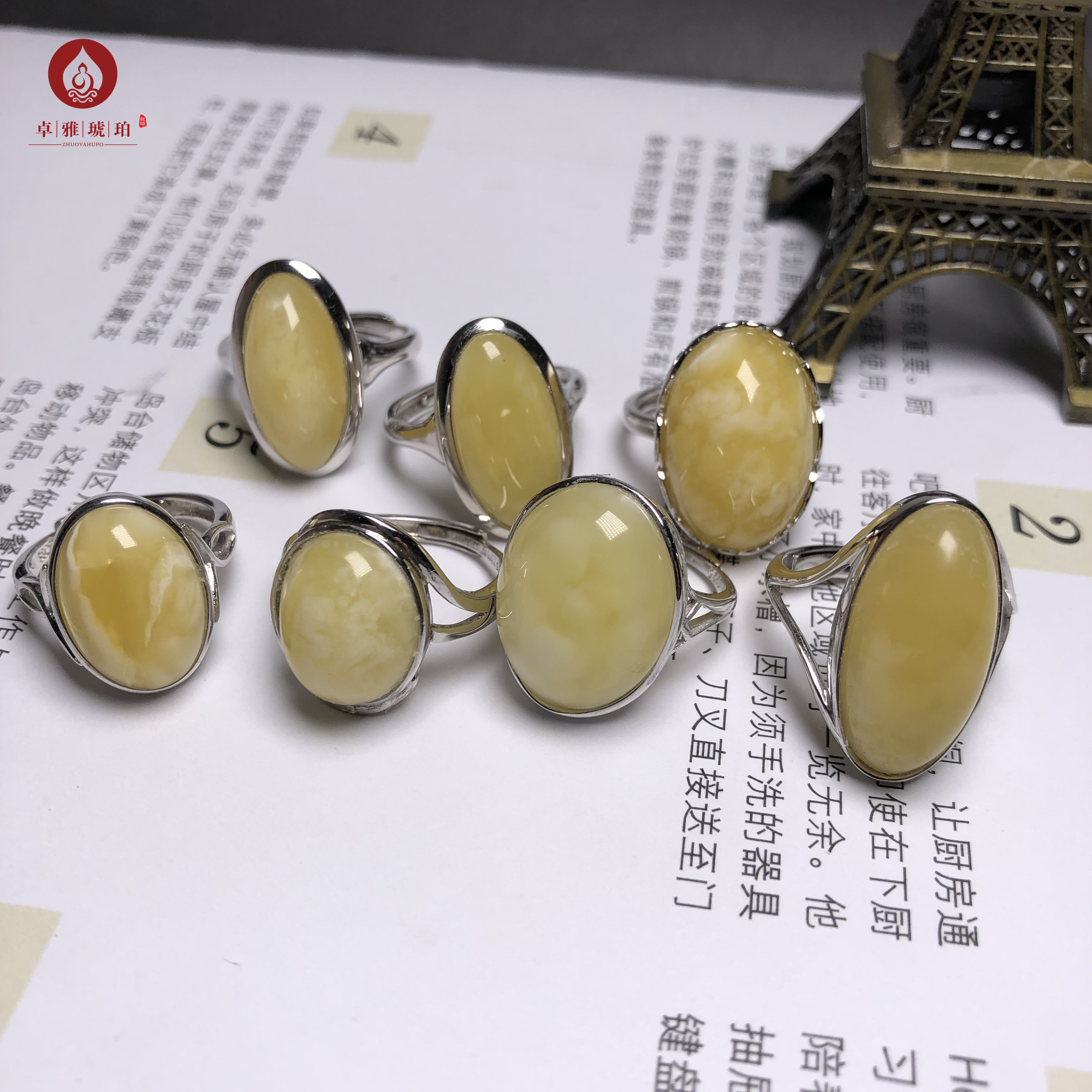 天然原礦手工打磨俄料雞油黃百花妖孽蜜蠟戒指 女款925銀活口戒托在類目 珠寶/鑽石/翡翠/黃金, 天然琥珀(新), 手飾中 - 來自Buy2taobao.com提供專業的淘寶代購服務