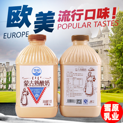 炭烧酸奶熟酸奶内蒙古雪原蒙古蒙马苏里1kg*2桶装酸奶整箱批发