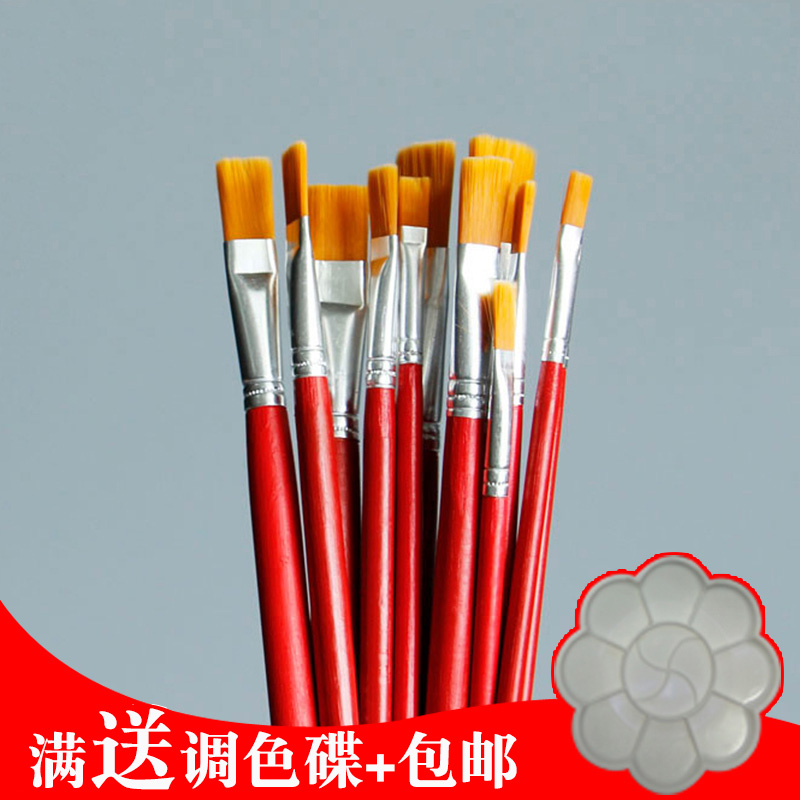 包郵批發水粉畫筆油畫筆丙烯平頭毛尼龍毛畫筆兒童學畫用筆1-12號在類目 電子詞典/電紙書/文化用品, 畫具/畫材/書法用品, 水彩筆中 - 來自Buy2taobao.com提供專業的淘寶代購服務