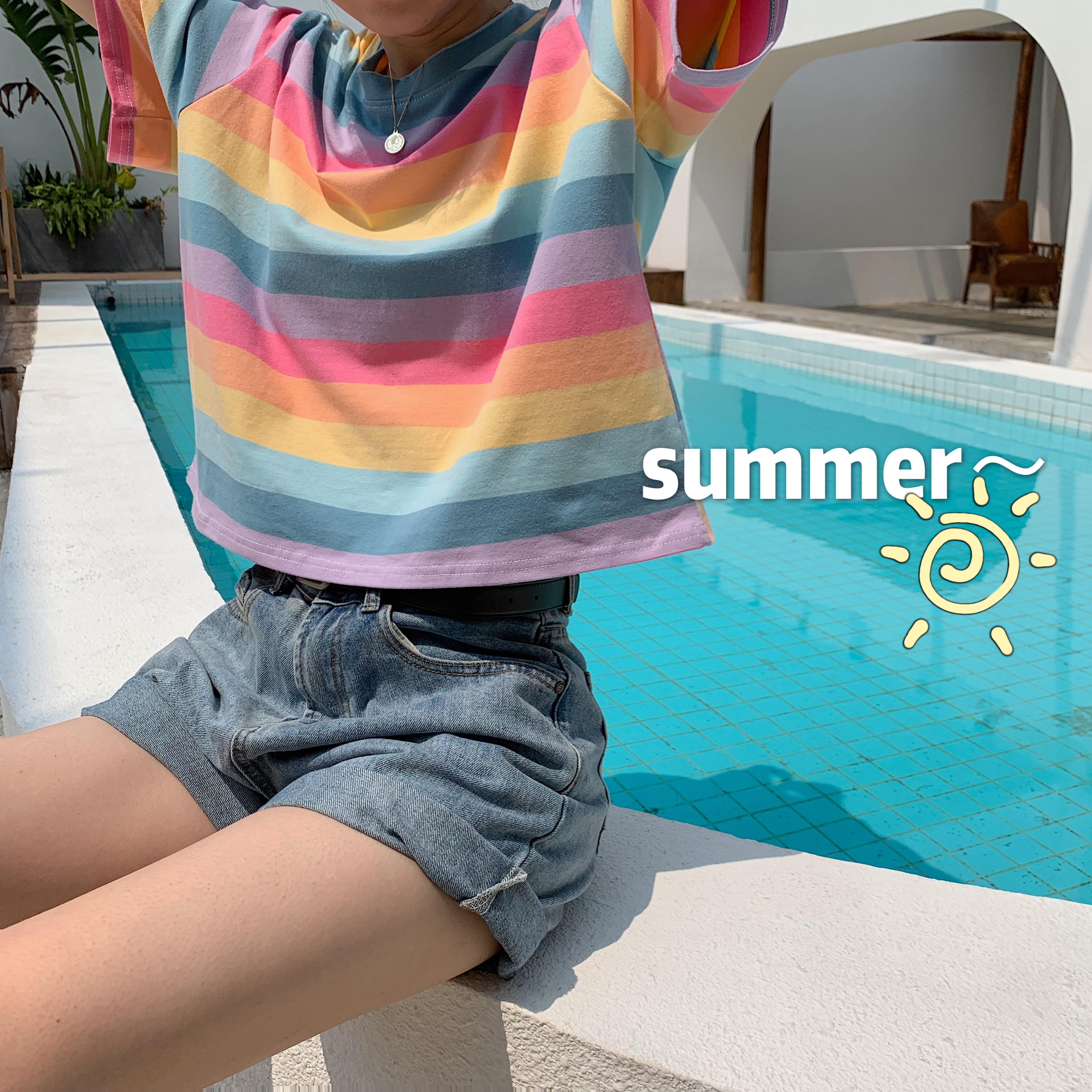 summer go out lactation jacket HyunA Rainbow stripe Short sleeved pure cotton lactation T-shirt have cash less than that is registered in the accounts Easy nurse jacketin the Maternity/Maternal supplies/Nutrition , Tracksuit/Nursing equipment/Autumn clothes , Tracksuit tops category - from Buy2taobao.com to provide professional Taobao agent buy service