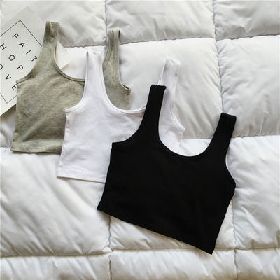 夏季百搭纯色露脐短款小背心女bf风修身显瘦外穿运动健身吊带上衣