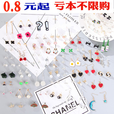 2019新款网红同款耳钉短款耳钉时尚珍珠水钻个性百搭潮人气质耳环