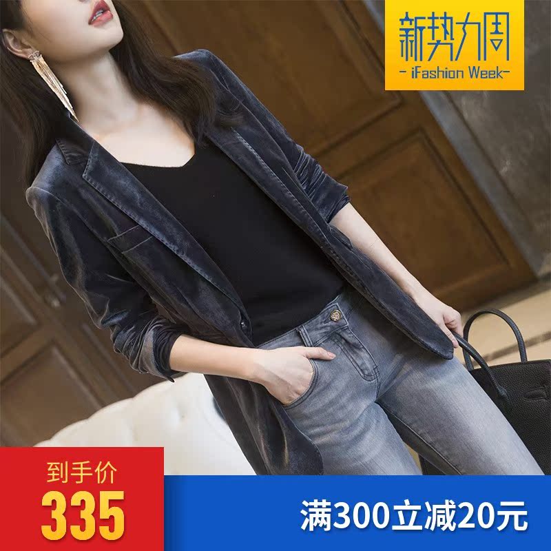 100%金丝绒休闲小西装女外套韩版手工明线修身天鹅绒一粒扣职业装|ruв категории Женская одежда, костюм - от Buy2taobao.com для оказания профессиональной услуги покупки агента Taobao