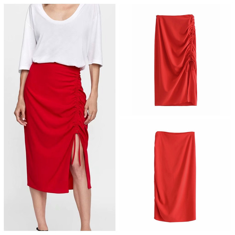 2019 women drapey slimming pure color front pleated skirtin the Women's clothing/Boutique , Skirts category - from Buy2taobao.com to provide professional Taobao agent buy service