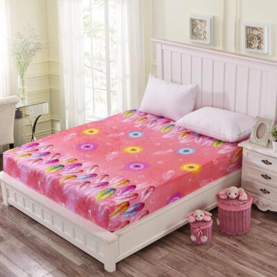 加厚法莱绒床笠单件法兰绒床罩款卡通保暖冬季珊瑚绒1.5床套1.8m