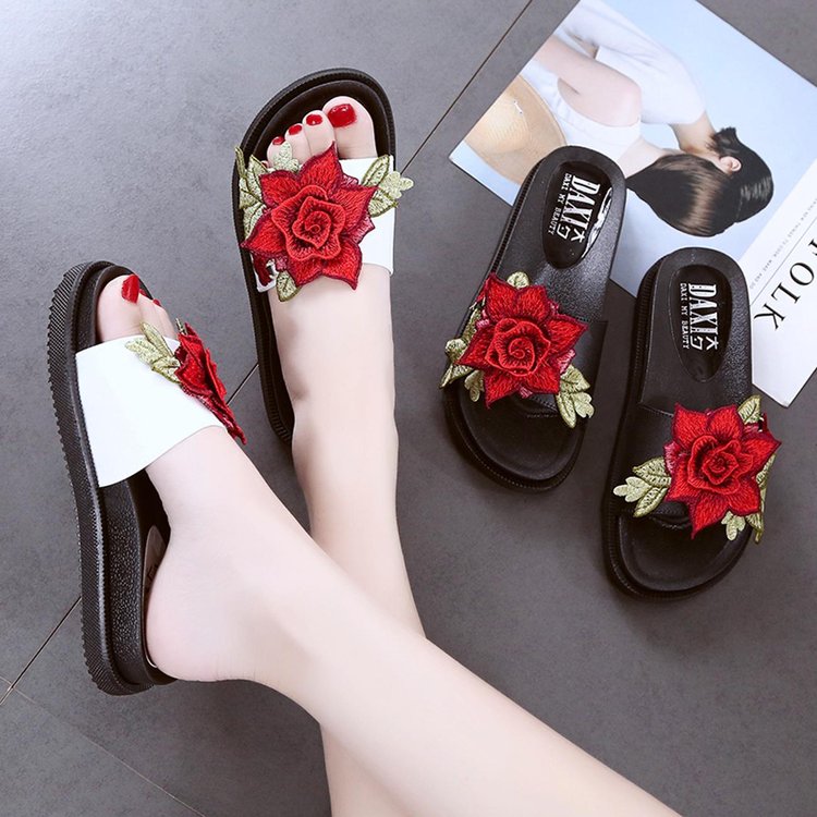 花朵拖鞋女夏时尚外穿2019新款韩版平底孕妇一字凉拖女海边沙滩鞋|ruв категории Женская обувь, тапочки - от Buy2taobao.com для оказания профессиональной услуги покупки агента Taobao