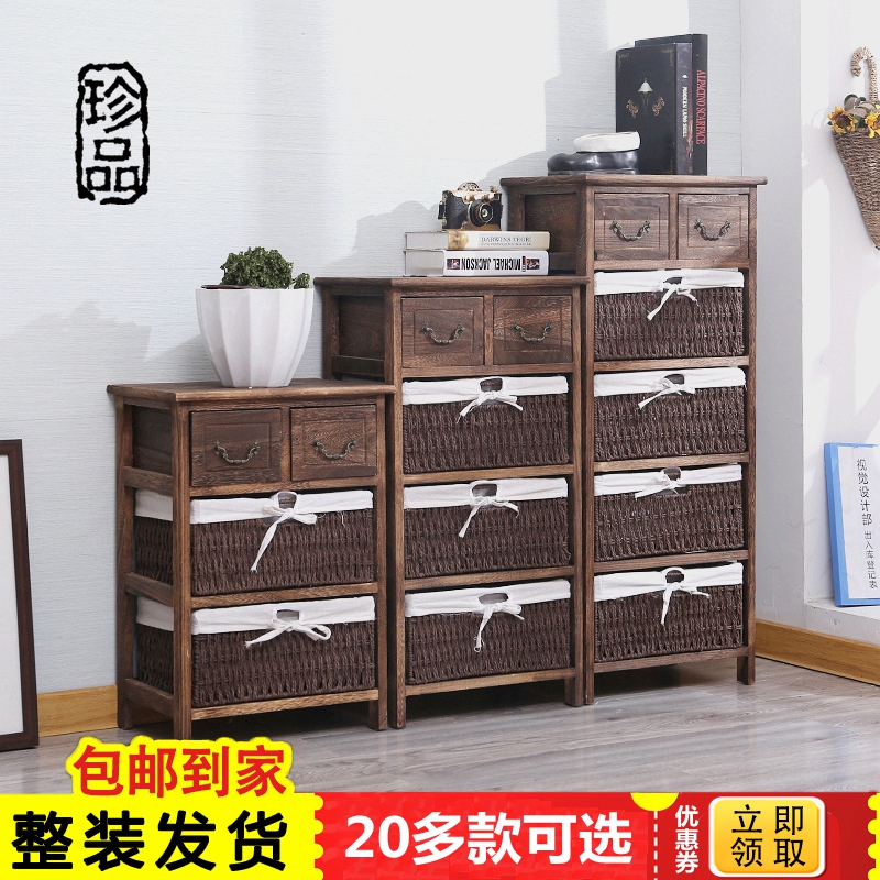 实木藤编床头柜现代简约复古带锁斗柜多层收纳柜白色多功能储物柜|msdalam kategori perabot kediaman, kabinet, Meja sisi katil - dari Buy2taobao.com untuk memberikan perkhidmatan ejen Taobao profesional membeli
