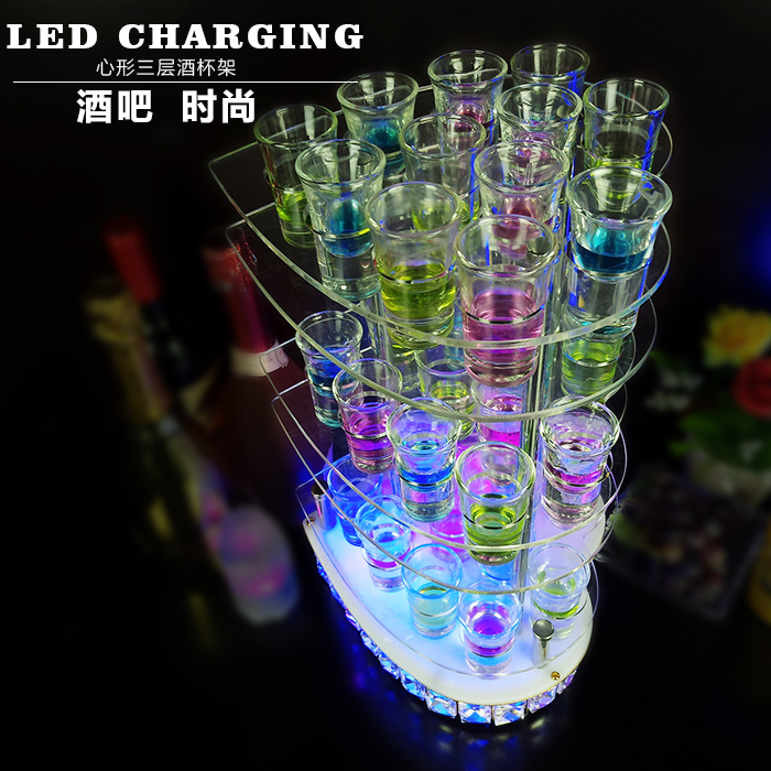 LED酒吧充电三层钻石桃心形发光酒杯架高档亚克力树叶形酒杯架|ruв категории посуда, до дна/бокал/вино, вина стойки - от Buy2taobao.com для оказания профессиональной услуги покупки агента Taobao