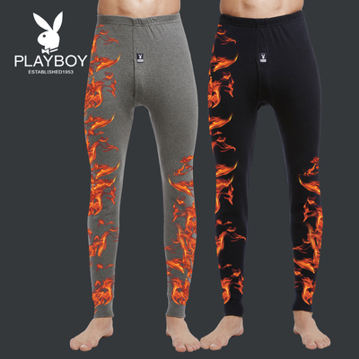 花花公子男士宽松秋裤紧身打底裤纯棉毛裤保暖裤衬裤单件线裤薄款