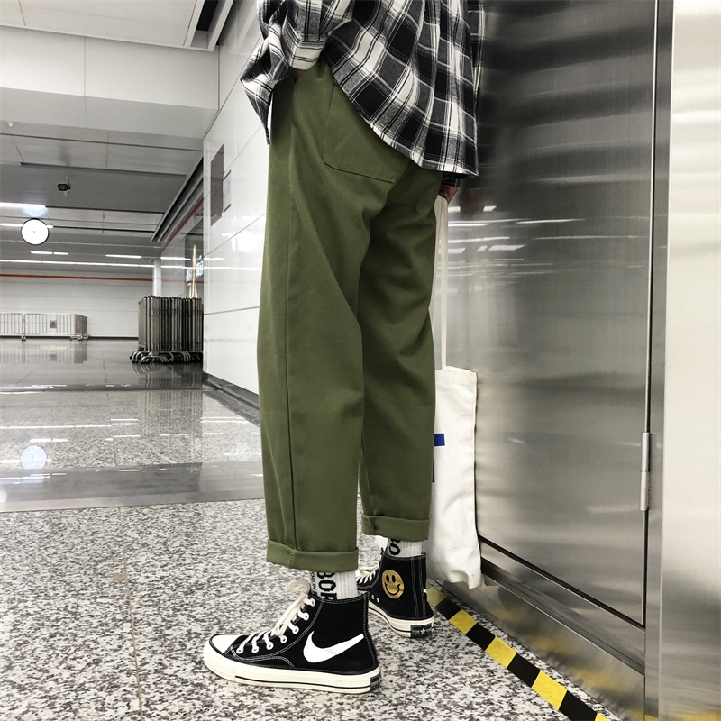 18 new pattern/Solid Versatile Straight trousers Korean Edition ulzzang Army green Khaki leisure time Versatile men and womenin the Men's clothing, Casual pants category - from Buy2taobao.com to provide professional Taobao agent buy service