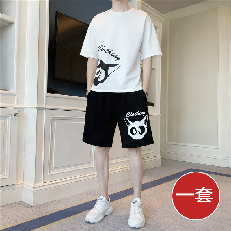 短袖t恤套裝男生五分袖體恤五分褲潮牌兩件套夏天青少年圓領韓版在類目 男裝, 套裝, 休閒運動套裝中 - 來自Buy2taobao.com提供專業的淘寶代購服務