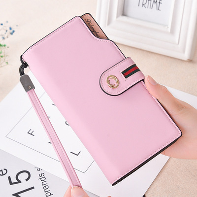 欧美大牌长款钱包女士百搭拉链皮夹新款时尚多功能钱夹腕带手拿包