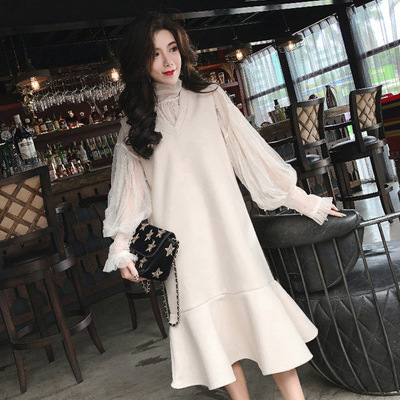 小香风毛呢背心连衣裙套装裙女秋韩版新款高端名媛气质网纱鱼尾裙
