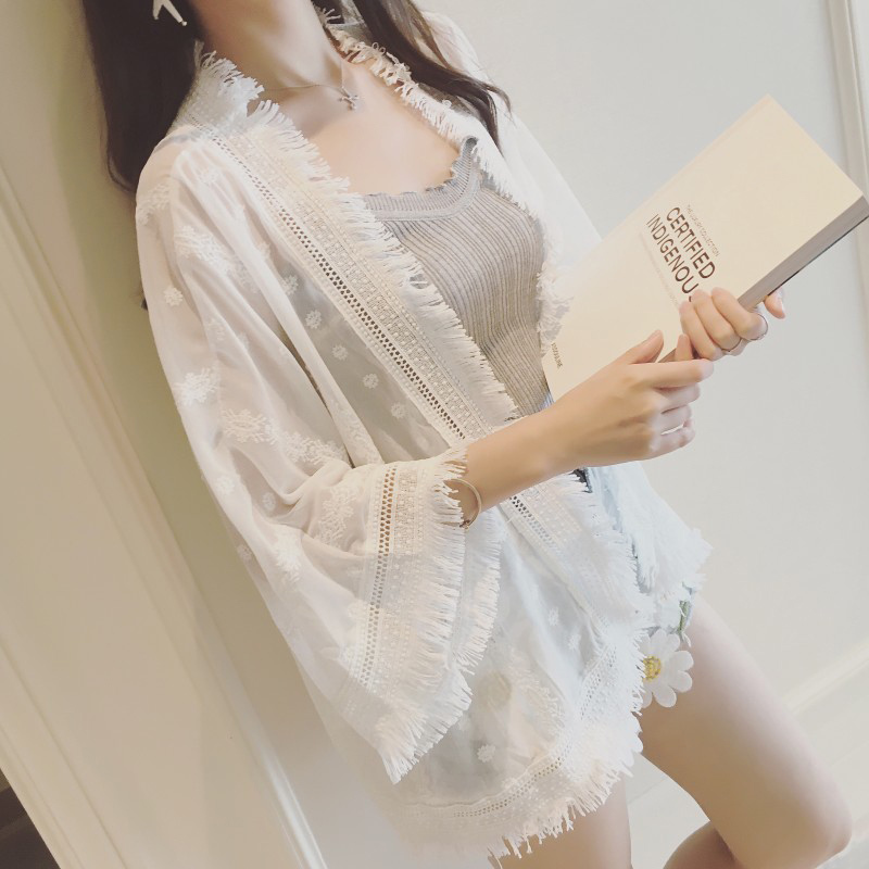 防晒衣女晚风小心机女雪纺开衫夏网红流苏超仙气甜美港味漏肩上衣|ruв категории Женская одежда, кружева свитер/шифон рубашка - от Buy2taobao.com для оказания профессиональной услуги покупки агента Taobao