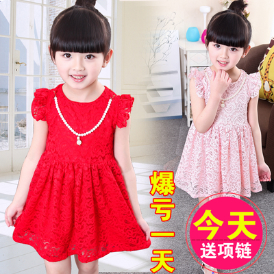 女童连衣裙2016夏装童装儿童小女孩韩版蕾丝女宝宝公主裙纱裙子春
