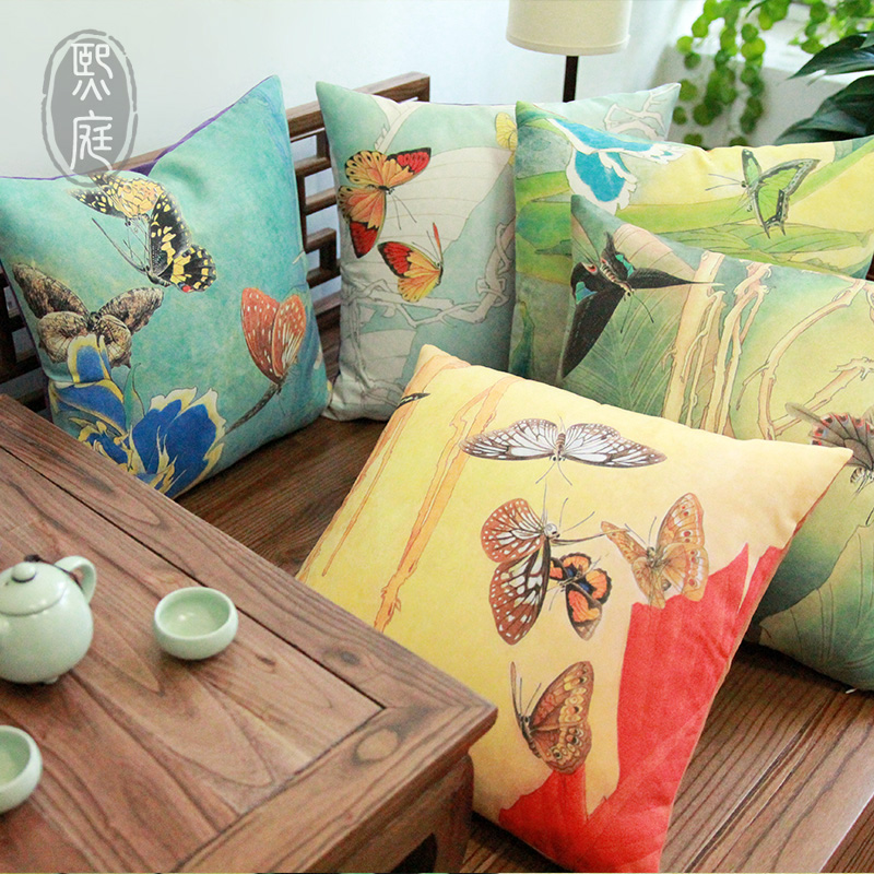 modern Chinese style butterfly Cushion classical Pillowcase solid wood Three sofa Ocean bed Bedside Rosewood Pillow Containing corein the Home Fabric , Pillow/Pillow category - from Buy2taobao.com to provide professional Taobao agent buy service
